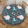 Round Coral Pattern Marine Life Tablecloth 70 Inches Kitchen Dinning Table Cloth Octopus Jellyfish Crab Starfish Table Cover