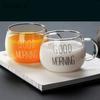 1 Stück Kreative Glas Kaffee Tee Tasse 350ml Bedruckte Tasse Getränke Dessert Frühstück Milch Tasse Glas Tassen Henkel Trinkgeschirr