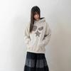 Korean Retro Autumn and Winter Polka Dot Color-blocking Plaid Pattern Loose and Versatile Long-sleeved Casual Hooded Sweatshirt