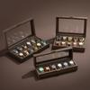 PU Leather Watch Box Organizer Watch Case with Glass Top