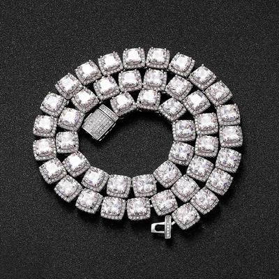 Europa und die Vereinigten Staaten 10mm Hip-Hop-Halskette Herren Rock Candy Chain Zirkon Halskette Tide Brand Zubehör Herren Halskette