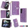 Suitable for Samsung Z Fold7 Mobile Phone Leather Case Z Fold4 Glitter Star Laser Engraving Card Zipper Wallet Case