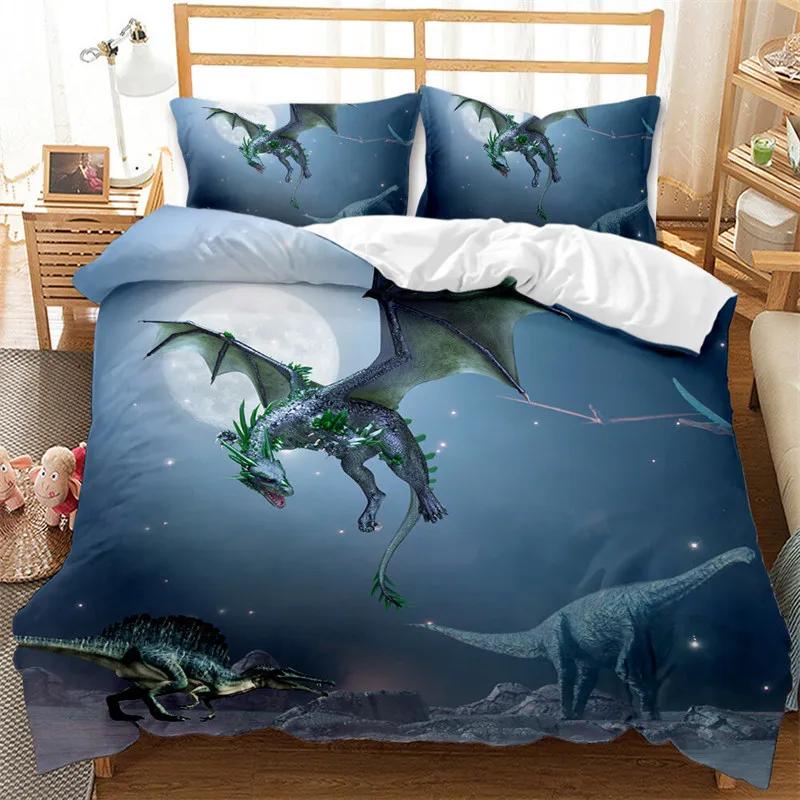 Comforter Ancient Wild Animal Bedding Set Flying Dragon Microfiber Gothic Theme Monster Comforter For Children Boys Teen