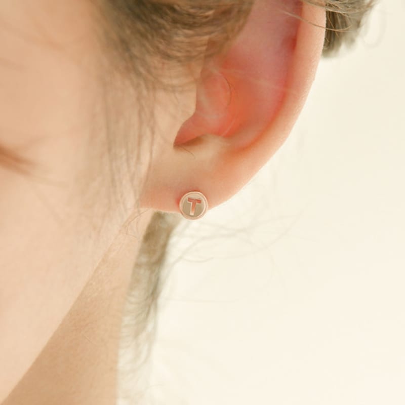 Tirr Lirr 14K Pink Gold Basic T Earrings TESK4P00017M