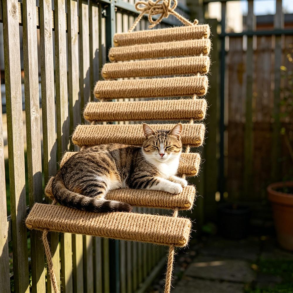Cat Bridge for Cats Cage Sisal Wooden Rope Ladder Pet Furniture Kitten Step Scratcher Post Kitten Toys Tree Various Sizes
