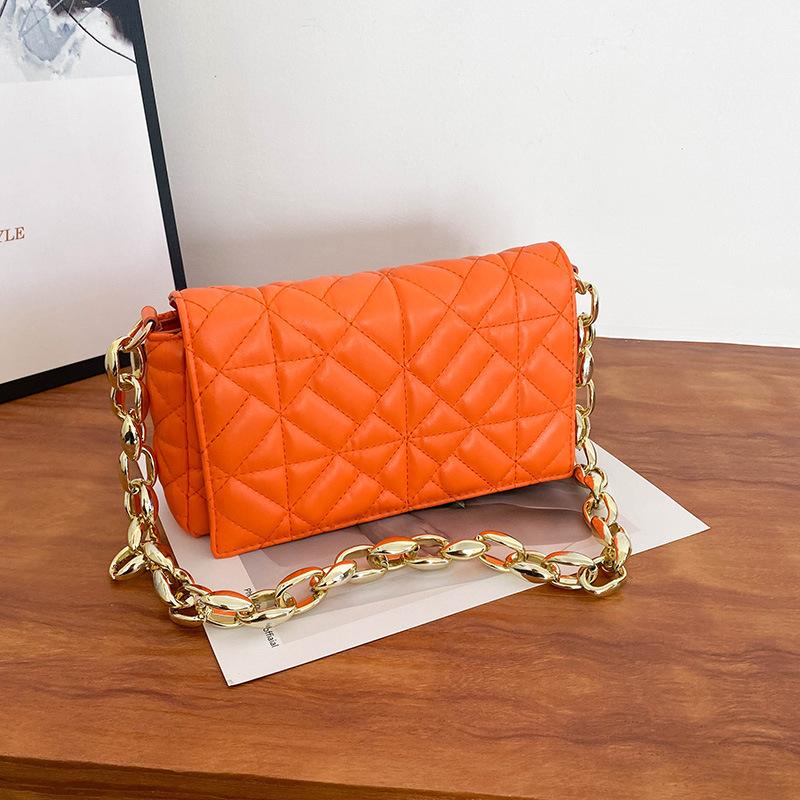 Fashion Plaid Shoulder Bag Plastic Chain Casual Crossbody Bags For Women Flap Handbags For Daily Used