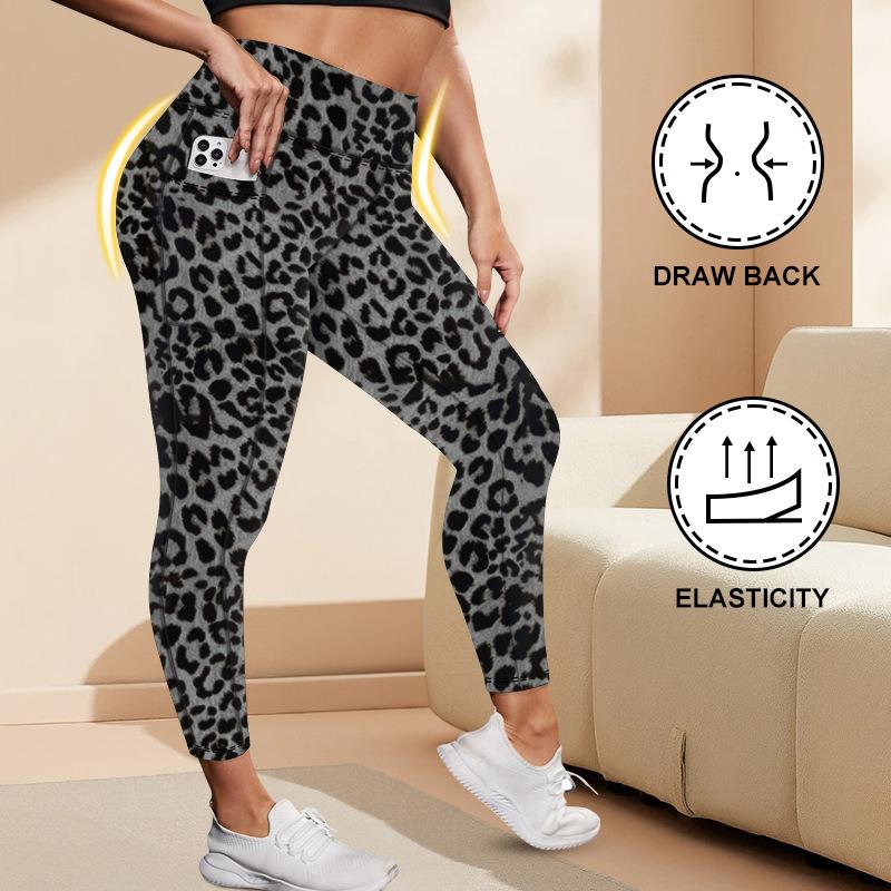 Pocket-style High-waisted Plus-size Yoga Leggings for Women Fitness High-elasticity Butt-lifting Sports-style Form-fitting Leggings