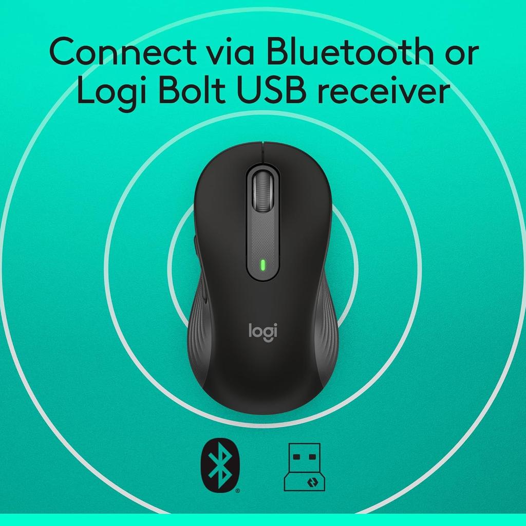Logitech M650 Enterprise Grade Wireless Bluetooth Office Mouse with Dual-mode and Logi Bolt Receiver for Both Men and Women