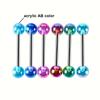 12ks/sada smíšených barev akrylové kuličkové kroužky do jazyka Šperky s piercingem do jazyka