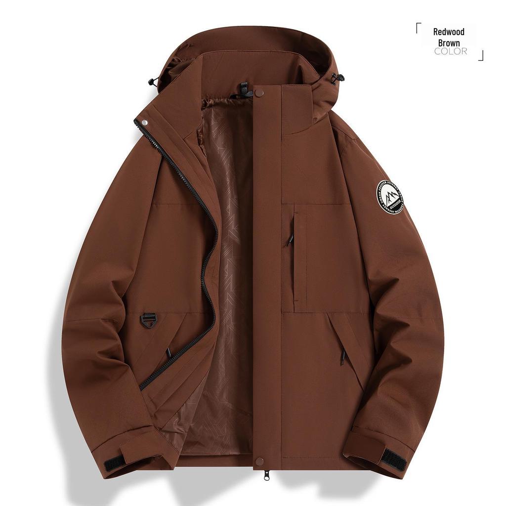 Trendy Unisex Windproof Waterproof Shell Jacket for Spring/Autumn Mountain Activities - Customizable Logo