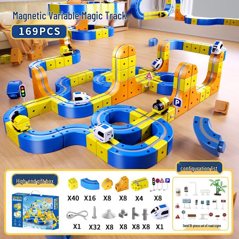 International Children's Educational Magnetic Building Blocks High-speed Rail Toy Train.