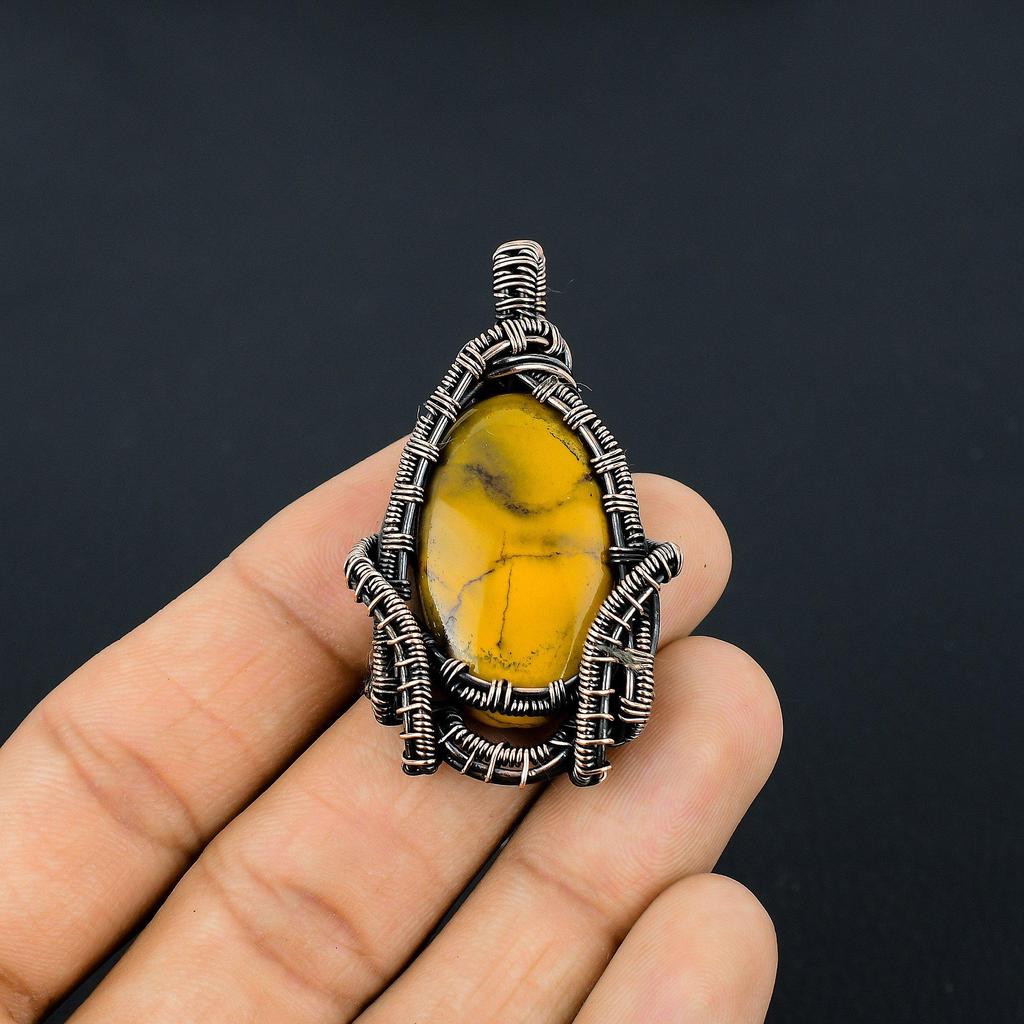 Mookaite Pendant, 999 Copper Wire Wrapped Pendant Handmade Gemstone Jewelry, Gifts For Wife Brand New Pendant