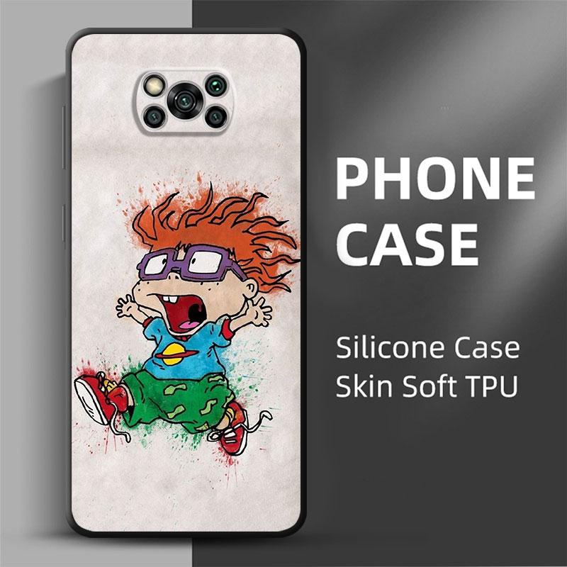 Cartoon-Rugrat Anime Handyhülle für Poco X4 M3 F1 X3 NFC M4 5G F4 C40 X3 Pro F3 GT M3 Pro X3 GT Schwarz Weiche Hülle Luxus Funda