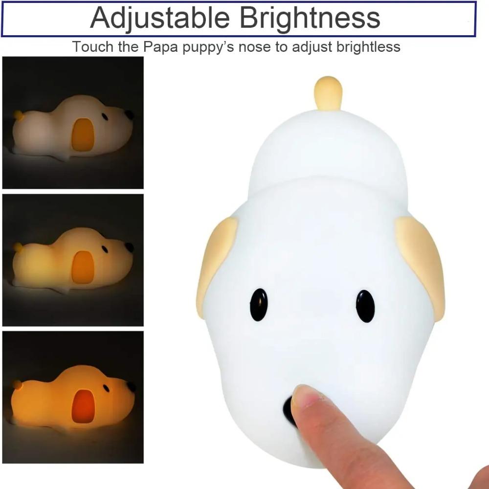 USB Rechargeable Papa Puppy Night Lamp Silicone Animal Lamp Puppy Night Light  Bedroom Decor