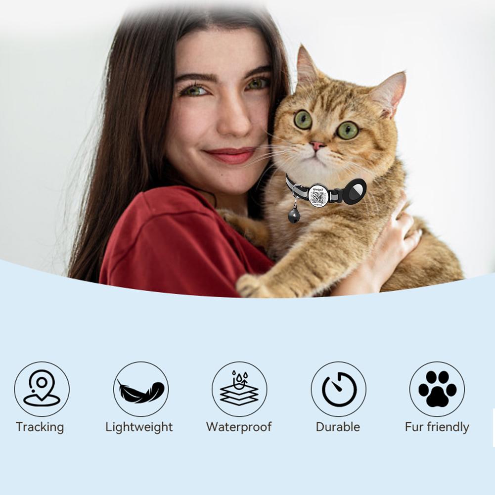 For Airtag Cat Collar Breakaway Cat ID Tag Quick Release Tracker Cat Collars for Airtag Holder Cat Collar for Puppies and Cats