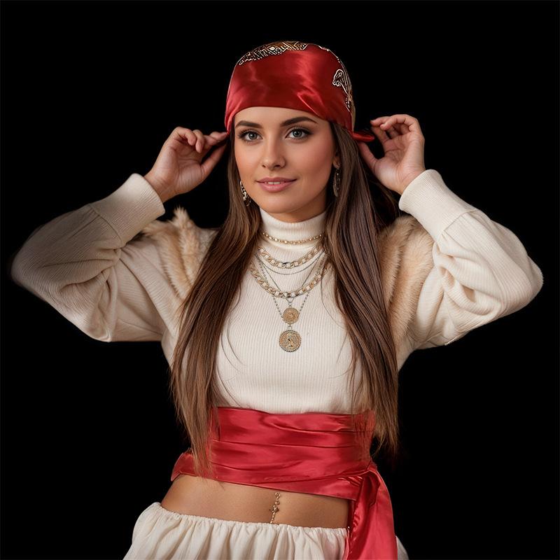 Ball Dress Up Set Cosplay Pirate Dress Up Accessories Headscarf Belt Necklace Bracelet Set Holiday Party Decoration Props