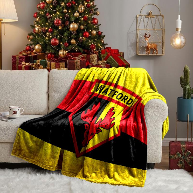 Wat-ford Football Crest Throws Blanket Flannel Blankets Plush for Couch Bed Gifts for Men Women Travel picnic blanket Christmas fan gifts