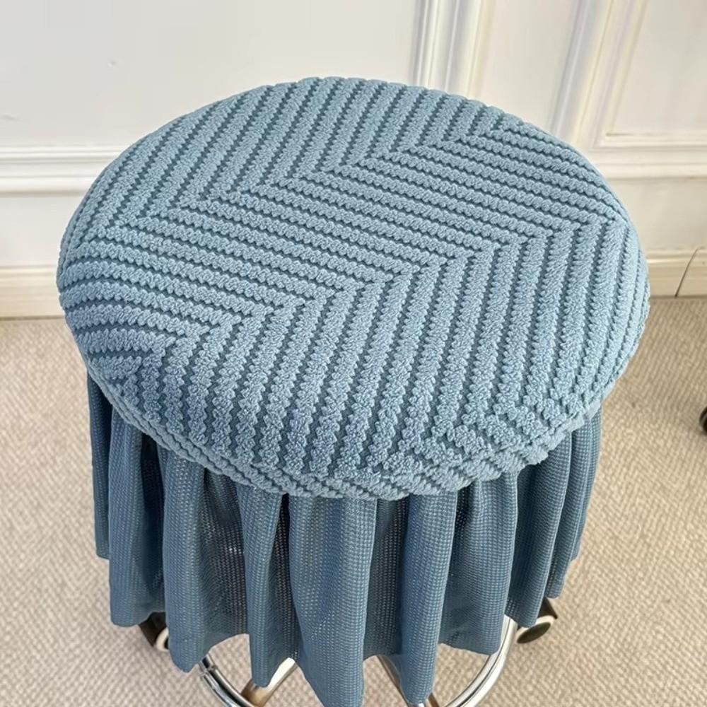 Full-Coverage Bar Round Stool Cover with Skirt Hem Seat Chair Slipcover Soft Stool Cushion Cover