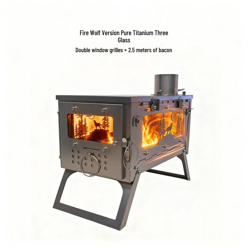 Portable Outdoor Folding Titanium Wood Tent Stove for Camping