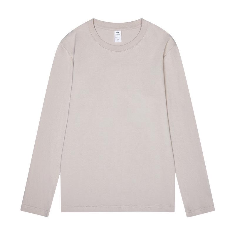 Men's 230g Heavy Cotton Long-Sleeve T-Shirt - Trendy Solid Color Couples' Style for Spring & Autumn