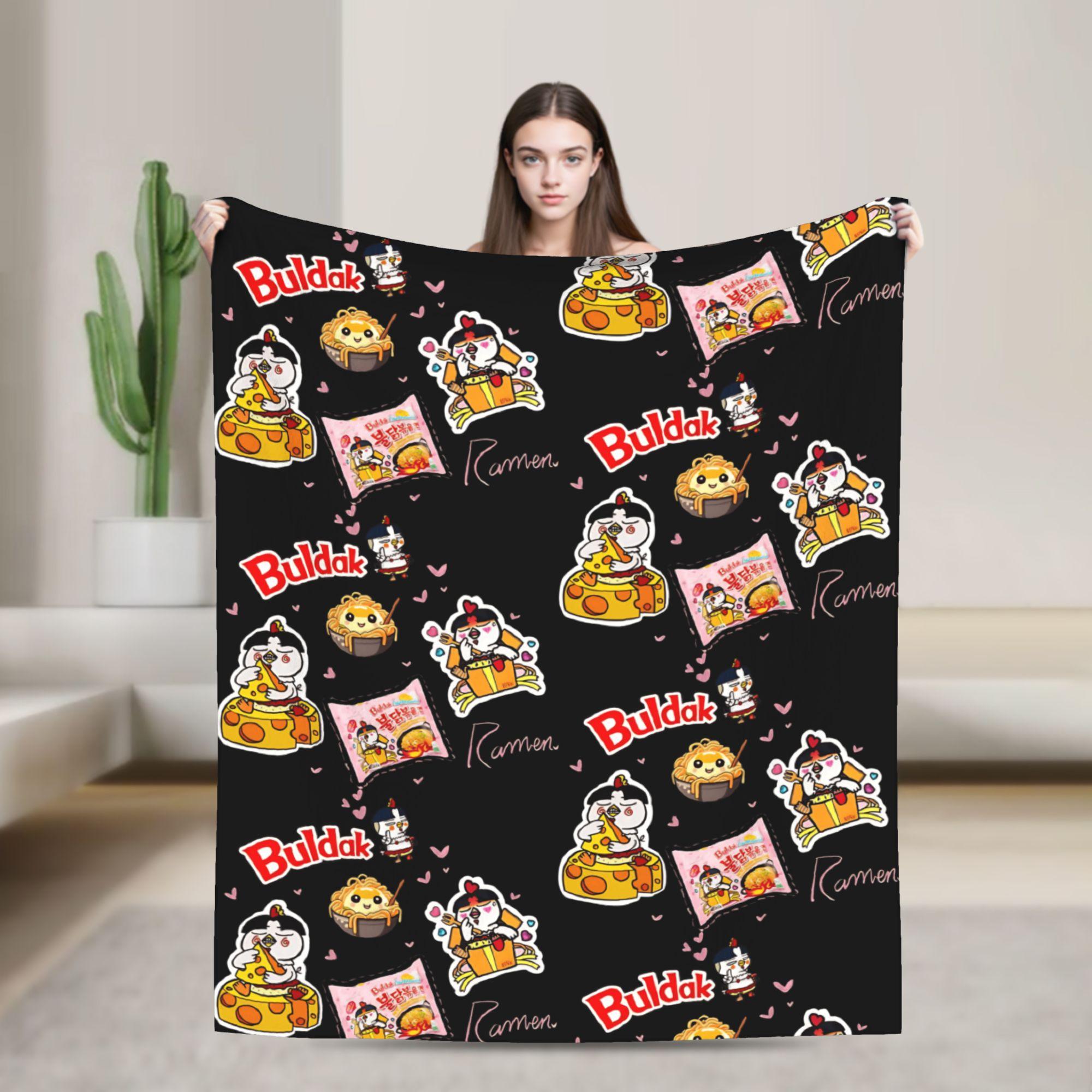 Annier Unisex Buldak Spicy Ramen Loves Blanket Quality Warm Throw Blanket Winter Boy Girl Living Room Graphic Bedspread