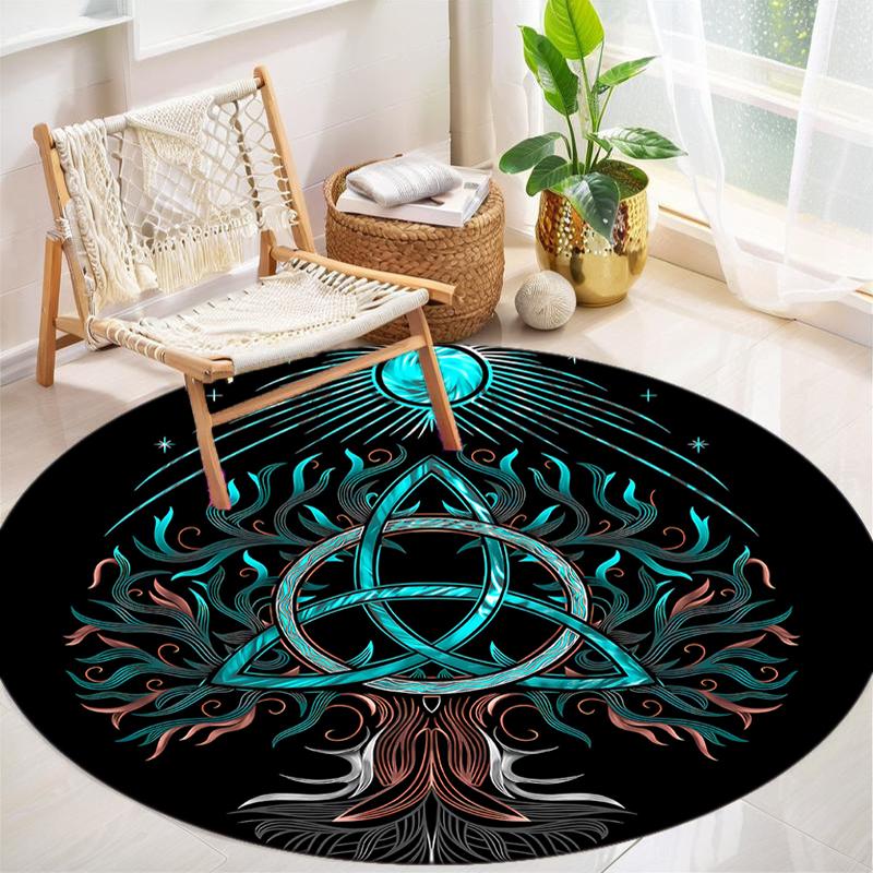 1Pc Tree of Life Circular Print Rug - home decoration Carpet For Living Room Bedroom Flooring Computer Chair Area Rug