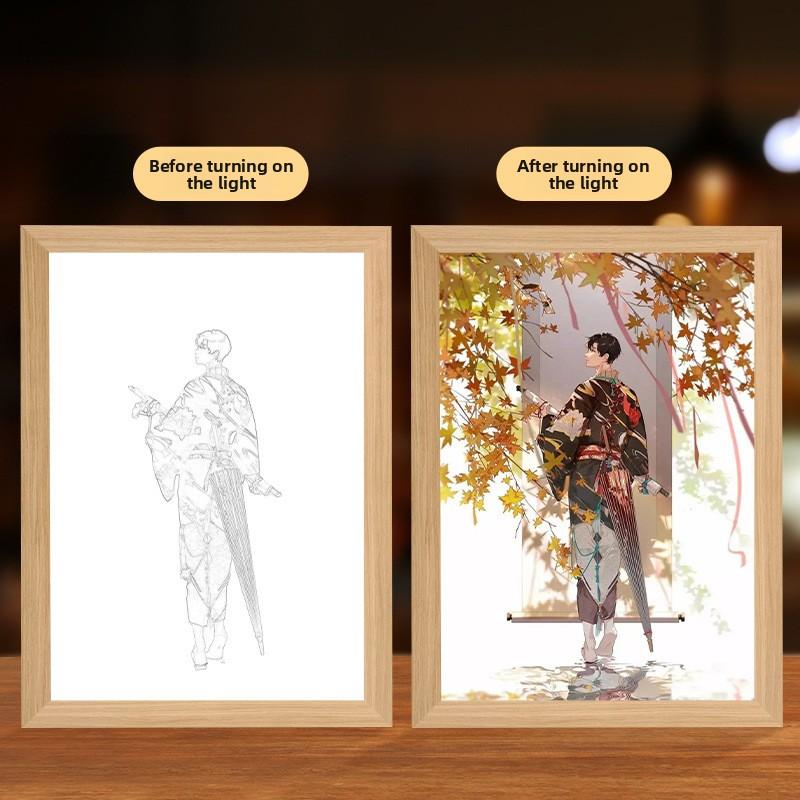 23cm/9.06in Light Painting Full Time Expert Cartoon Color Box 3D Anime Peripherals Night Collectible Bedside Decoration Toy Gift