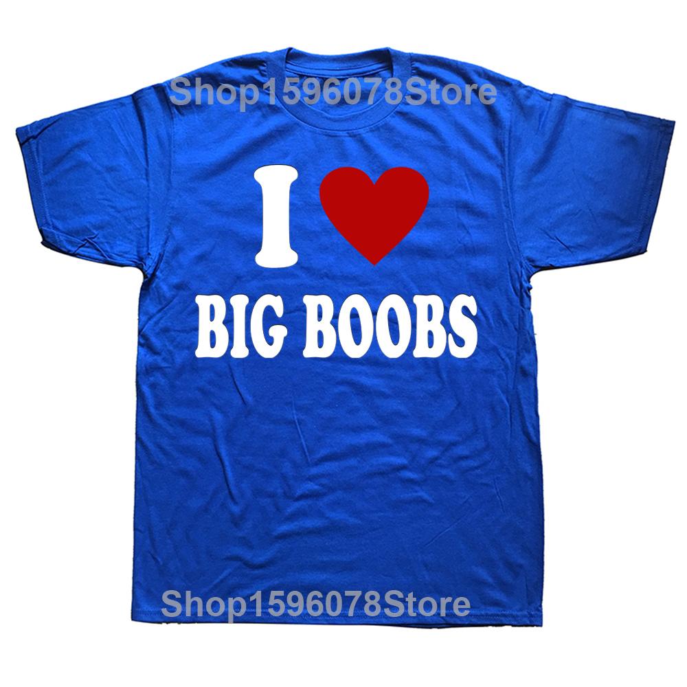 Ich liebe große Brüste Lustiges bedrucktes T-Shirt Humor Erwachsenenwitze Kleine Brüste Großes Herz T-Shirt Kurzarm Lässig Weich Streetwear T-Shirts