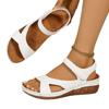 Velcro Thick-soled Sandals Women's Large-sized Wedge Heels Open-toe Shoes Beach Flip-flops