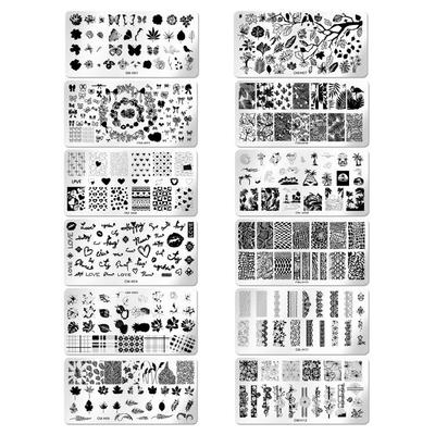 Nail Art Stamp Template Snake Pattern Coconut Tree Nail Stamping Plates Reusable