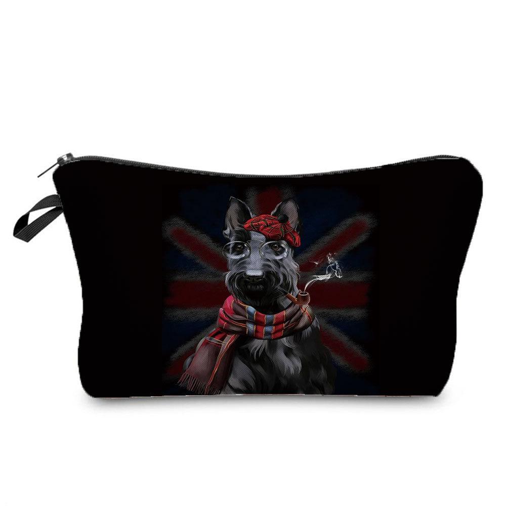 Women Dog Print Cosmetic Bag Toiletries Organize Travel Storage Case 6703 KTB