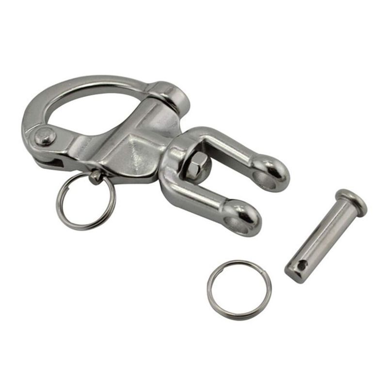 316 Stainless Steel Swivel Shackle Pair Jaw Swivel Design Snap Shackle Quick Release Diving Clips for Sailboat Spinnaker Halyard
