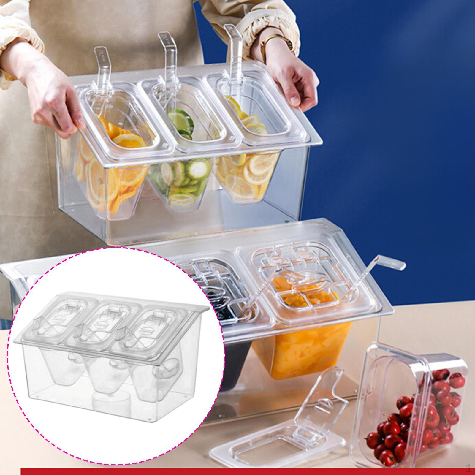 

Охлаждаемый сервер для приправ Съемные блюда с 3 контейнерами Горшок Прозрачные крышки для