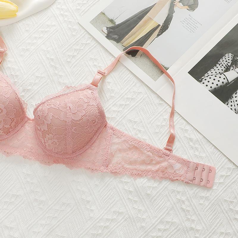 Large Size Women Lace Lingerie Minimizer Bra Gathered Push Up Brassiere Adjustable Thin Breathable Underwear Top