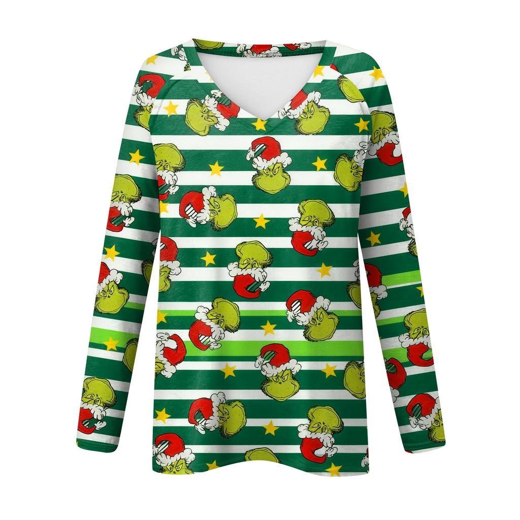 Women's Fashion Loose Raglan Sleeve T-Shirt With Christmas Print Casual Top