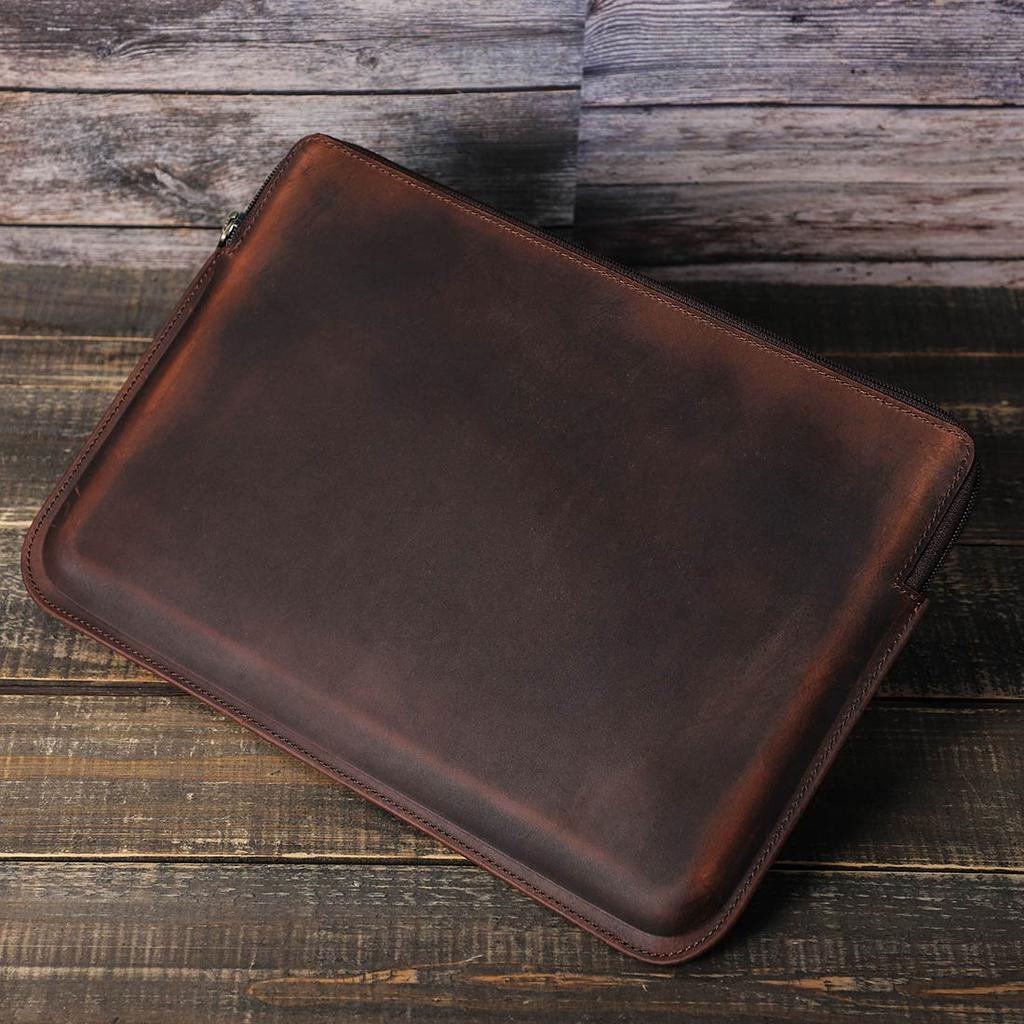 Genuine Leather Laptop Sleeve Case For Macbook Air M1 M2 M3 M4 Pro 13 14 15 16 Inch Briefcase Dell HP Computer Cover Bag For Men