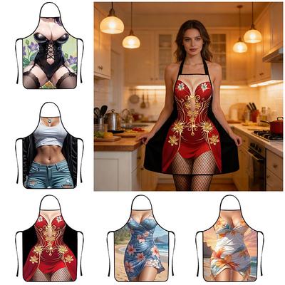 1pc Cooking Apron Funny Kitchen Aprons For Women Stain-proof Man BBQ Cleaning Sexy Women's