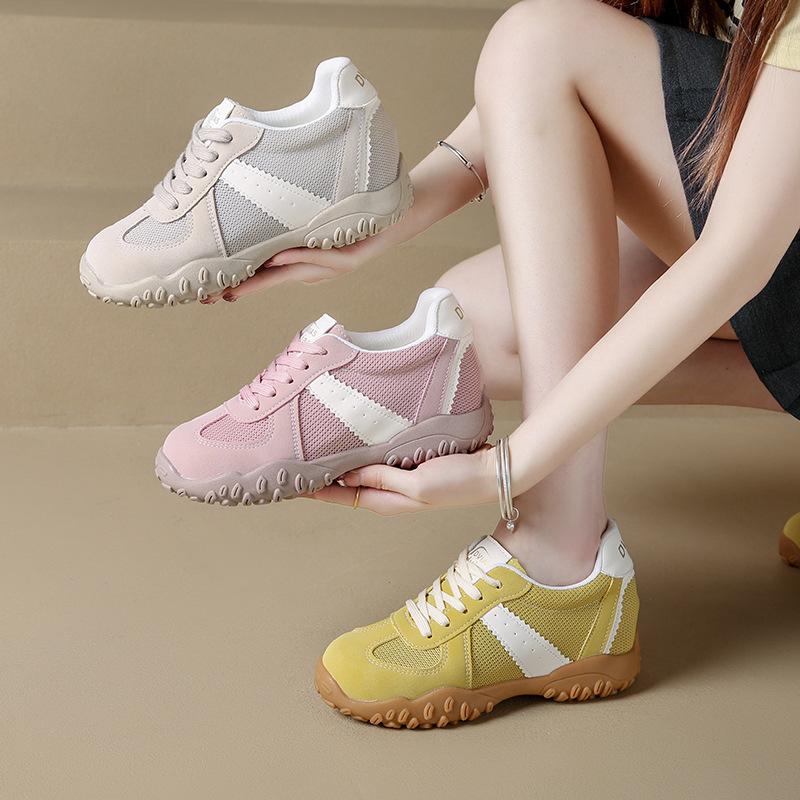Thick-soled inner height increase ballet style mesh breathable moral training shoes women's shoes 2025 new spring and autumn Forrest Gump shoes littl