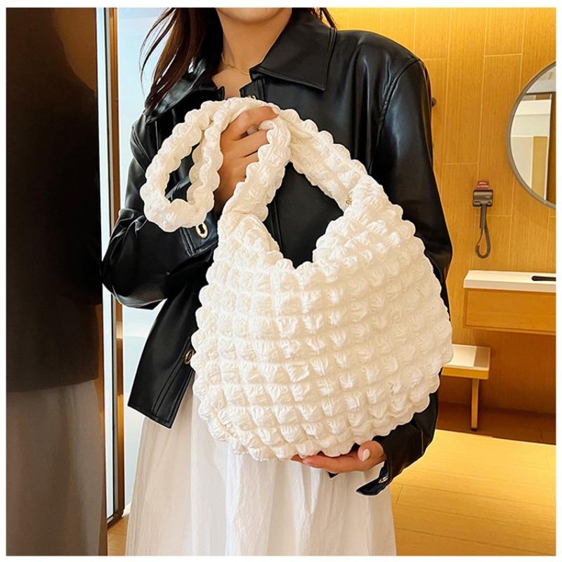 Soft Large Capacity Women Puff Cloud Shoulder Bag Casual Commute Folded Square Bag