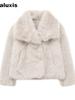 Popular Women's Spring New Arrivals Fashion Loose Faux Fur Coat with Stand Collar