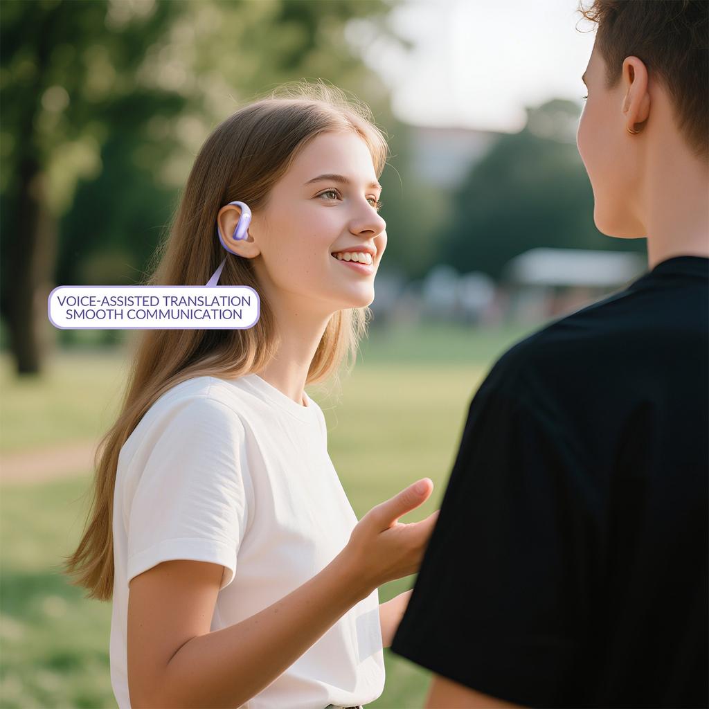 Übersetzung Ohrhörer Echtzeit, Sprachübersetzer Ohrhörer mit 144 Sprachen & Akzenten, Drahtlose Bluetooth HD Sound Kopfhörer Übersetzungsgerät