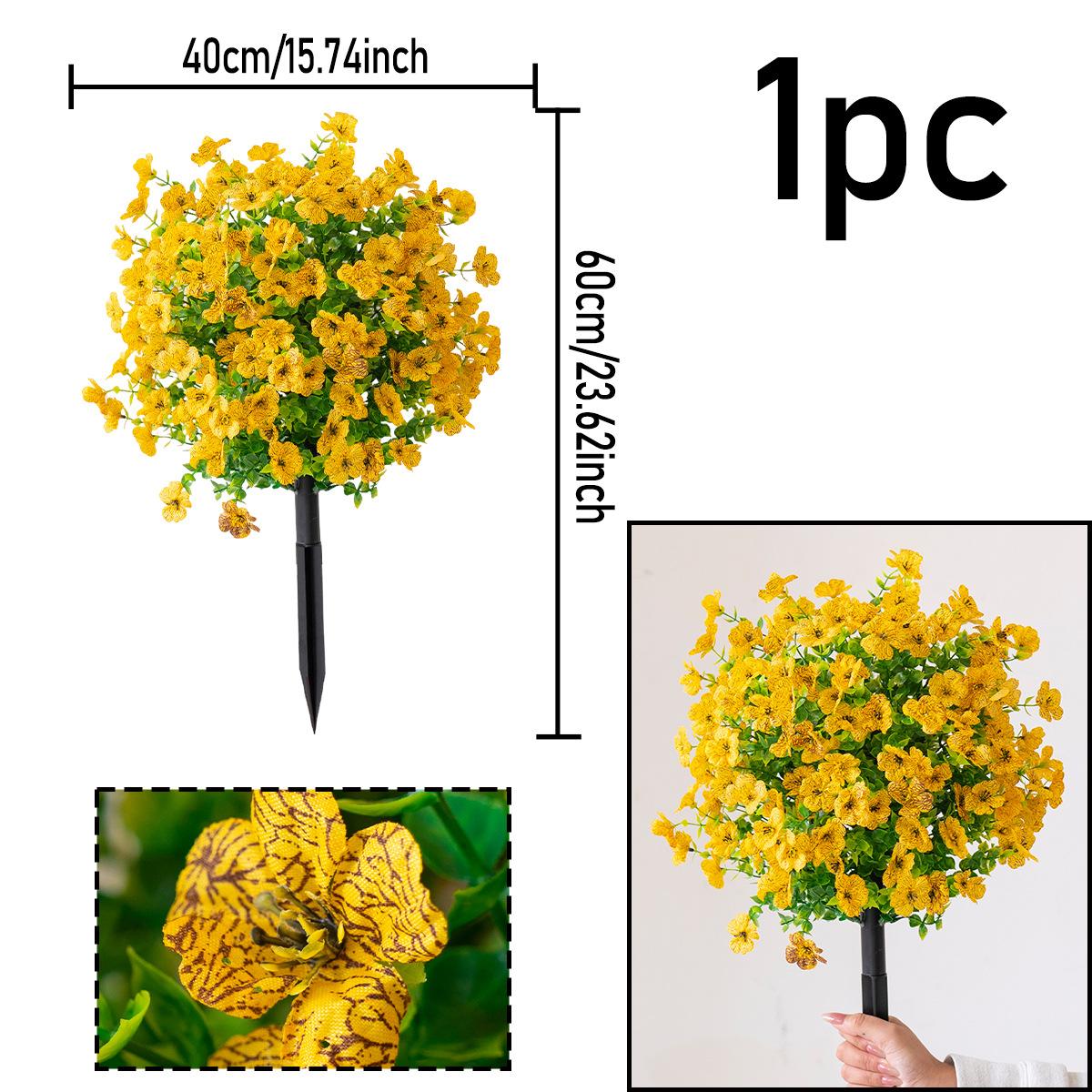 

1Bundle Artificial Violet Flowers Balls with Stakes Realistic Outdoor Plants Fake Flower Greenery for Wedding Party Garden Decor жёлтый