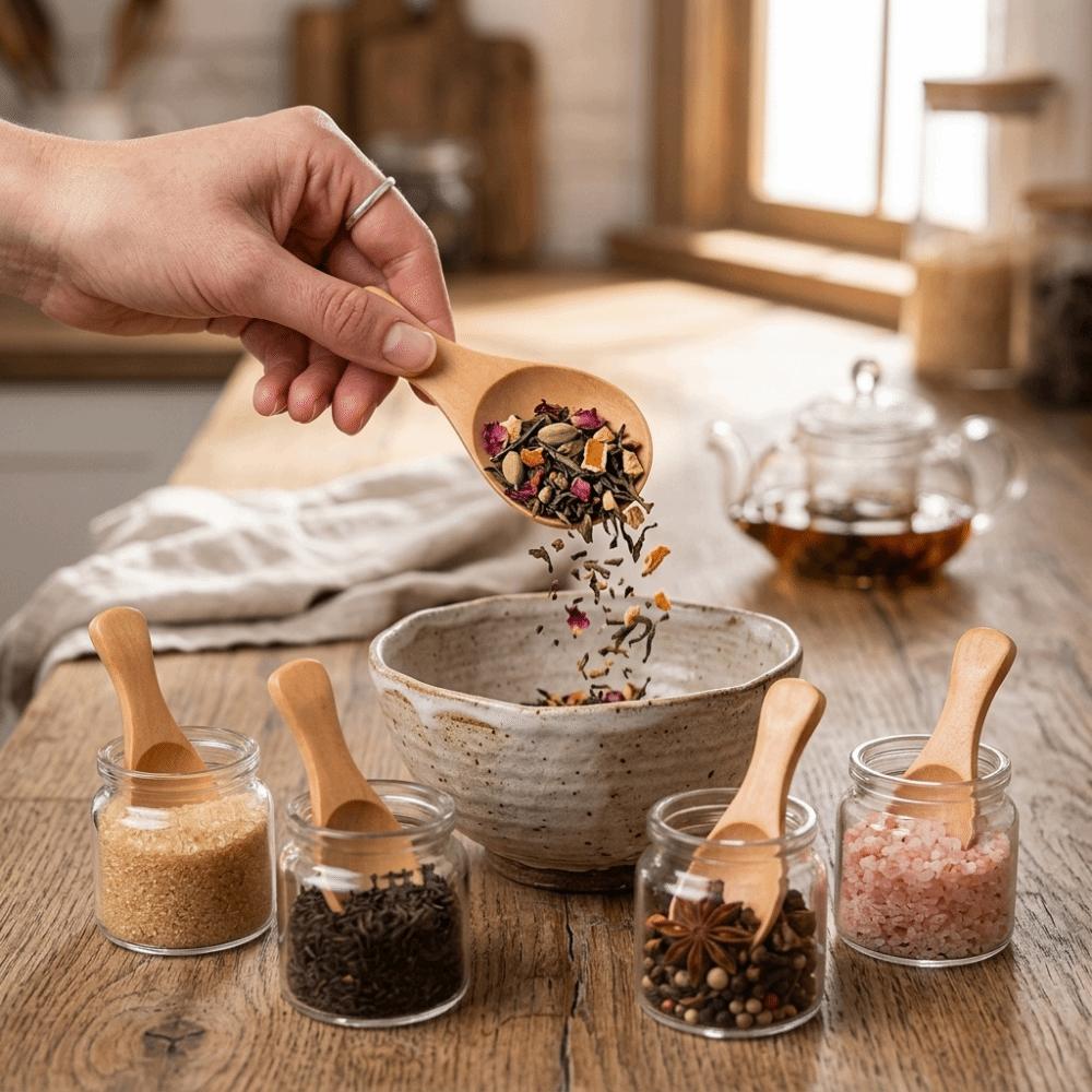 5Pcs Short Handle Wooden Spoon Smooth Polished Teaspoon Scoop Lightweight Kitchen Utensil Kitchen