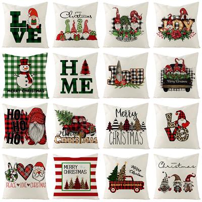 New Christmas Linen Pillowcase Home Christmas Dwarf Car Pillowcase