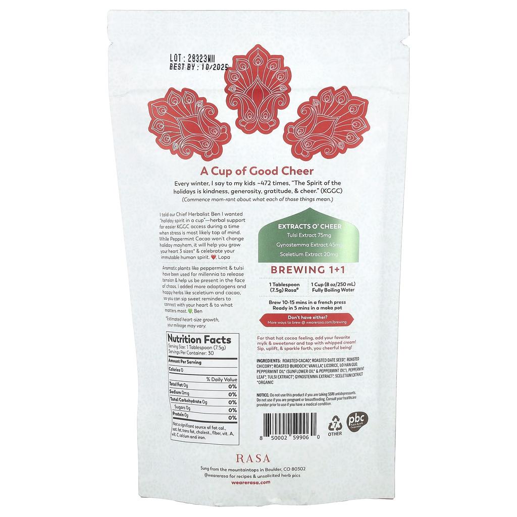 Adaptogen Cheer Tonic, Peppermint Cacao, 226G(8Oz)