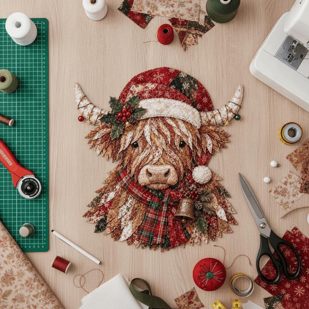 Pre-cut Fabric Christmas Patchwork Art Painting Kit Christmas Tree Patchwork Fabric Kit Friend