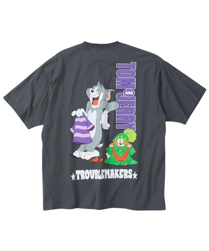 Tom and Jerry Plus Size Jersey Print Short Sleeve T-Shirt with Pocket