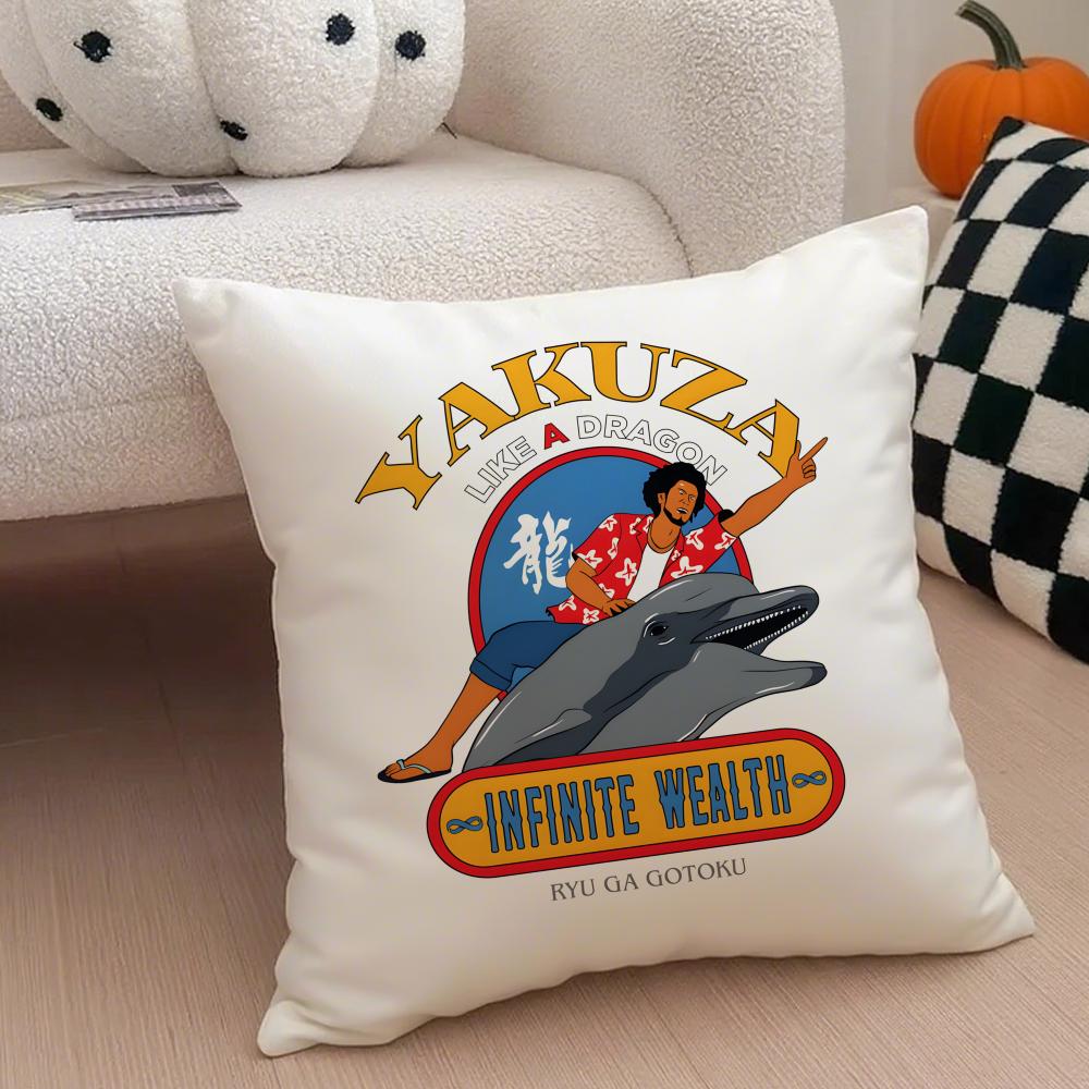 

game action akuza LLike a DDragon Cushion Cover Throw Pillow Cover Hidden Button Durable Polyester Chair Cushion 30X30cm