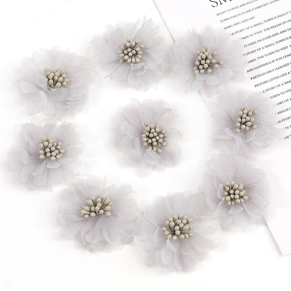 5/10Pcs Chiffon Yarn Artificial Flowers 4CM Fake Flowers for Home Room Decor Garden Wedding Decoration DIY Craft Gifts Accessory