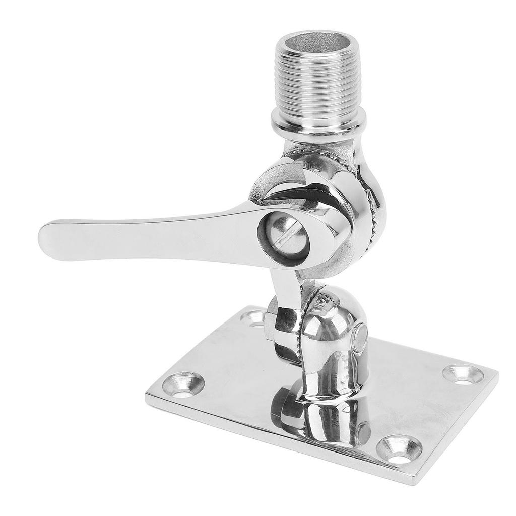 Marine VHF Antenna Mounts Polished 316 Stainless Steel Adjustable Ratchet Antenna Base Mount for Boat 1 Inch Antenna